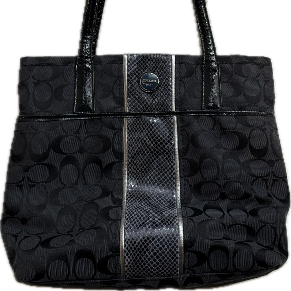 Coach Black and Gray Signature Tote